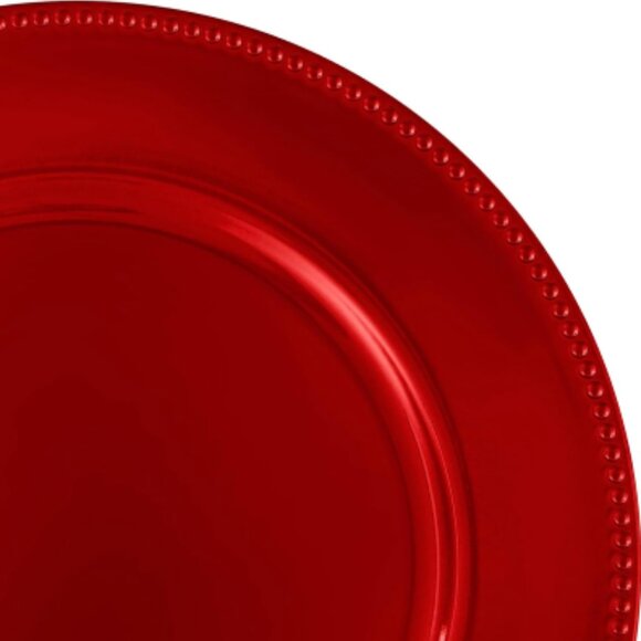 10 Pcs Red Charger Plates, 13" Round Beaded Plate Plastic Chargers, - Picture 5 of 5